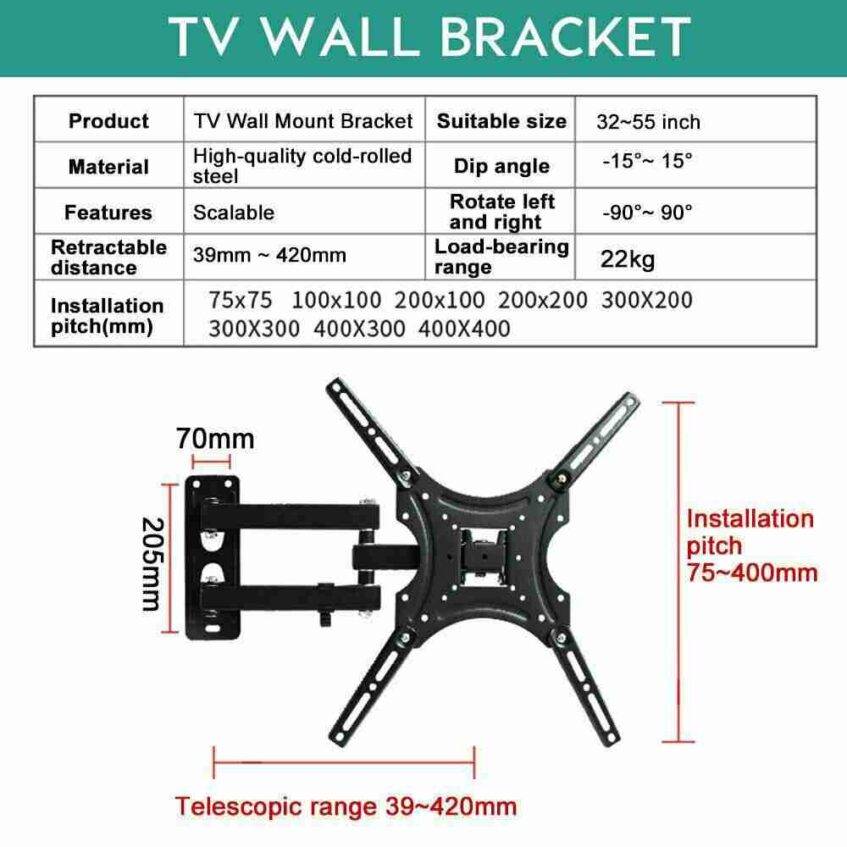 TV Wall Mount Bracket 32-55 Inch LED LCD Full Motion TV Bracket Wall Mount Fully Adjustable Rotatable Stand 32 40 42 43 50 55 inch