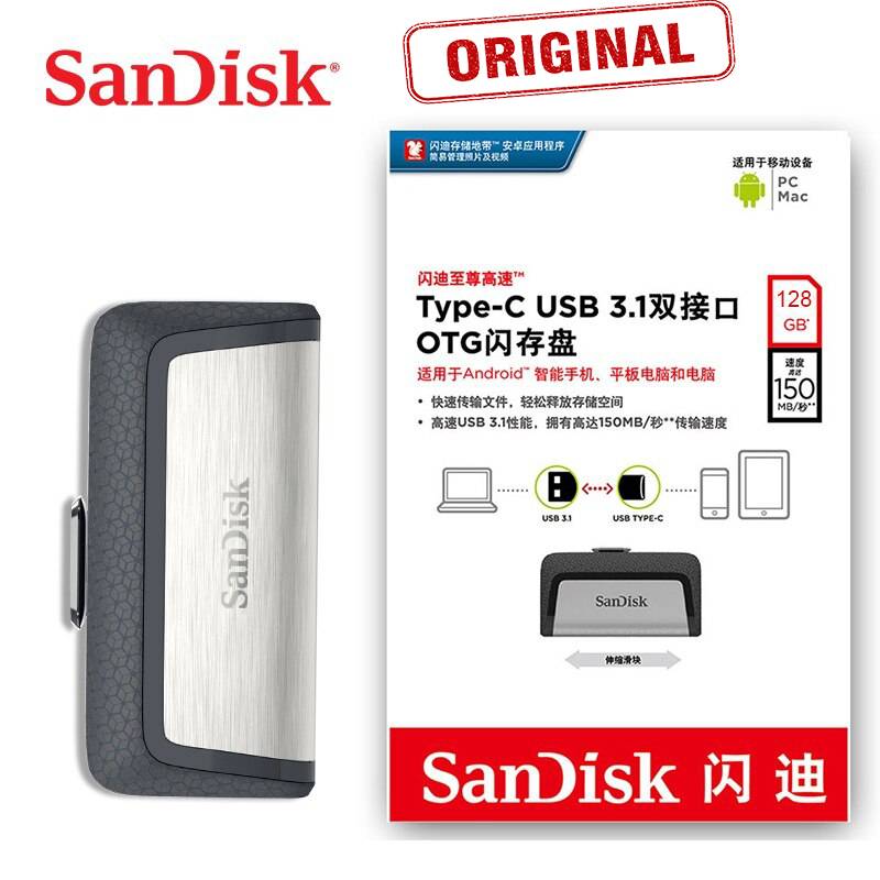 128GB Sandisk USB Type-C Pendrive USB OTG Pen drive Type C Flash Drive Dual OTG Pendrive