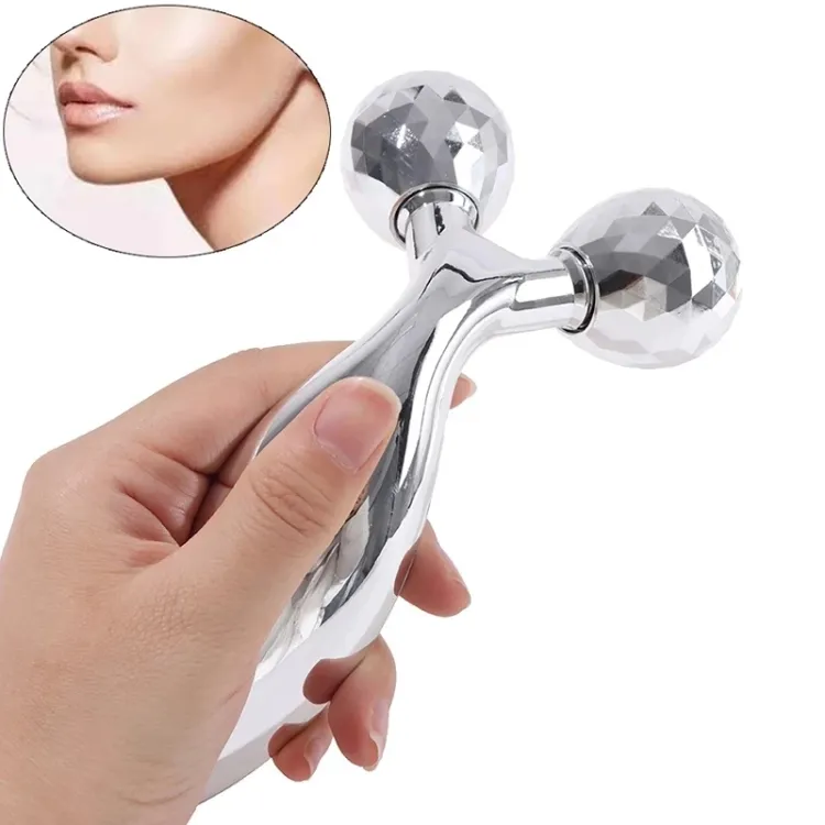 3D Manual Roller Face Body Massager with 2 Wheels Facial Slimming
