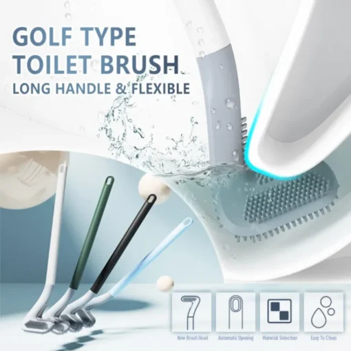 Golf Toilet Brush Bendable Silicone Brush Head