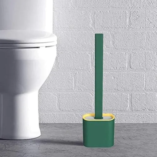 Toilet Brush with Slim Holder Silicon Flex Toilet Brush Anti-drip Set Toilet Bowl Cleaner Brush