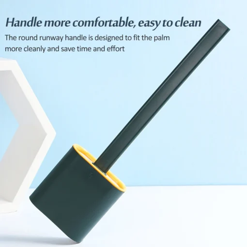 Toilet Brush with Slim Holder Silicon Flex Toilet Brush Anti-drip Set Toilet Bowl Cleaner Brush