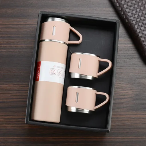 Vacuum Flask Set with 3 Stainless Steel Cups Combo - 500ml