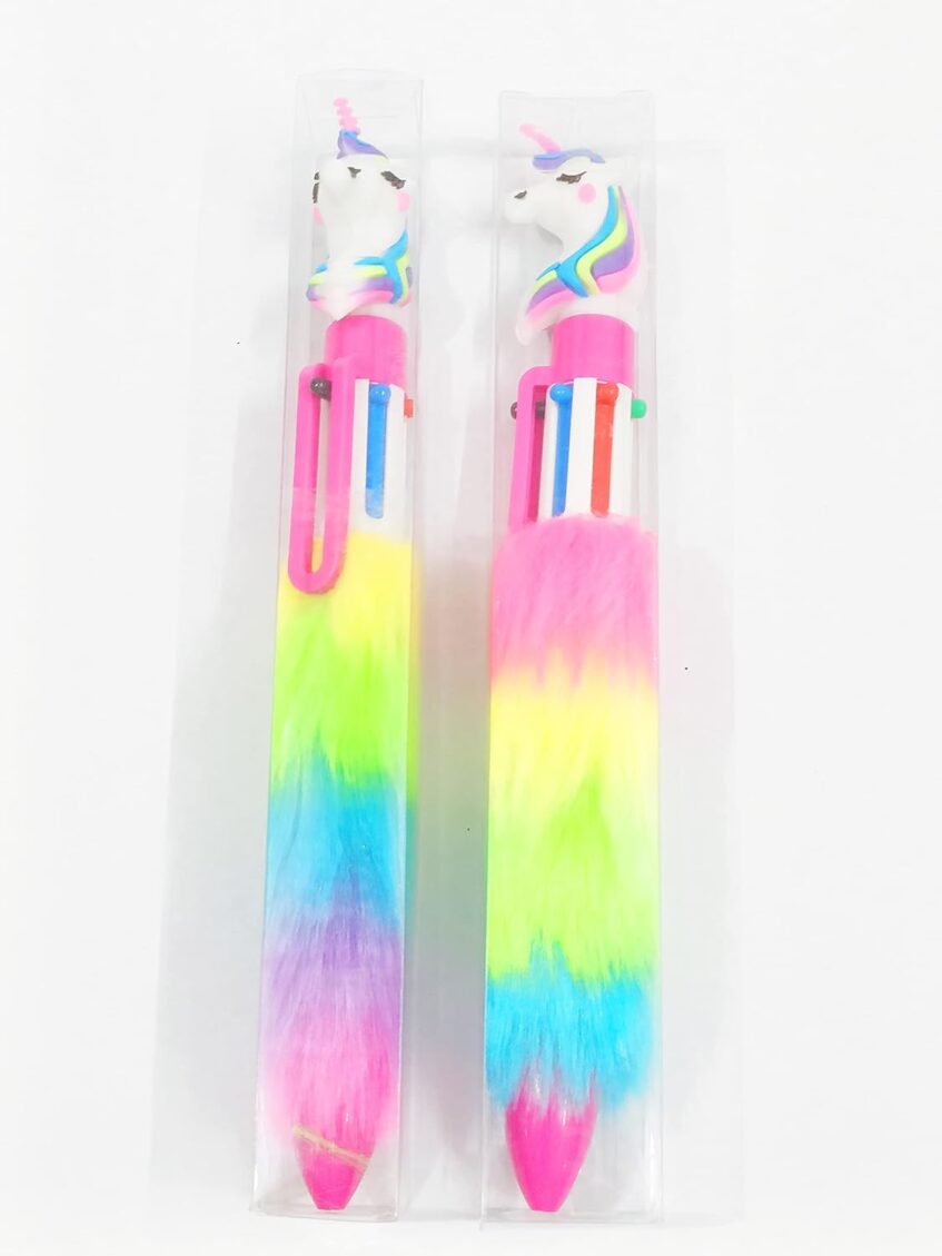 Multi 6 Color Rainbow Feather Pen for Kids & Gifting