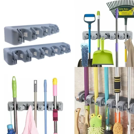 Mop and Broom Stick Holder 5 Layer Broom Organizer Wall Mounted