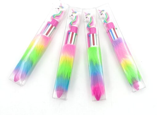 Multi 6 Color Rainbow Feather Pen for Kids & Gifting
