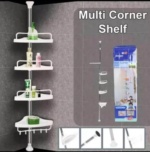 Bathroom Multi Corner Height Extendable Shelf Rack