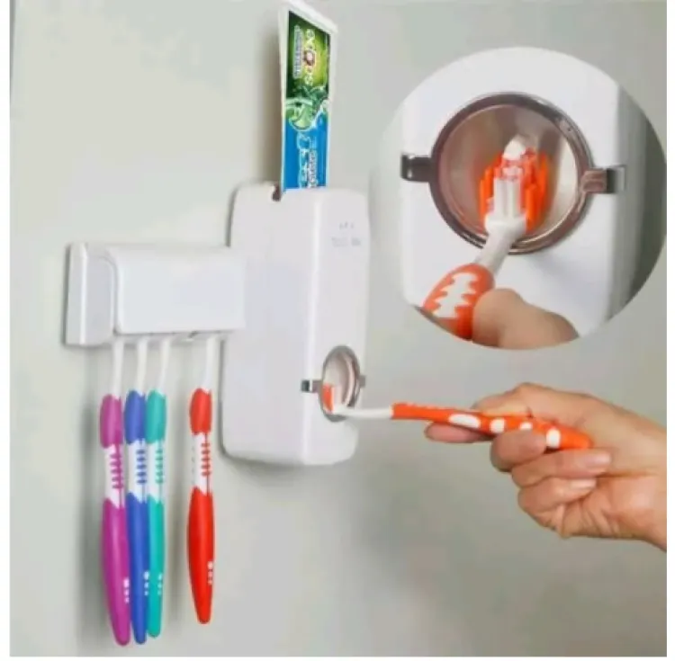 Automatic Toothpaste Dispenser and Tooth Brush Holder 2 in 1 Set