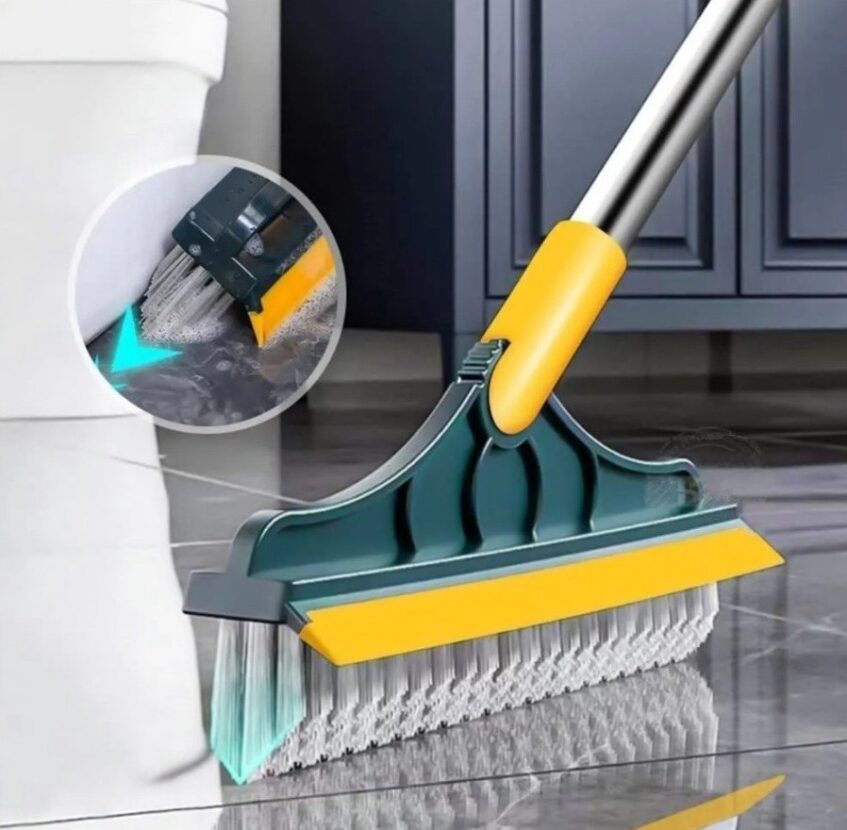 2 in 1 Cleaning Brush Floor Scrub Broom & Wiper Scraper 120° Rotatable
